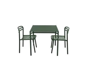 Cane-Line - Bliss spisebord inkl. 2 stole  Dark green, aluminium, 113x81 cm